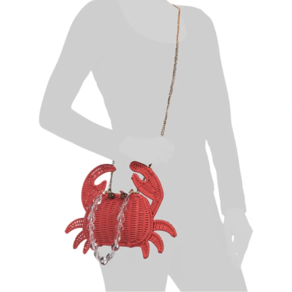 NWT Tommy bahama Red Crab-Shaped Woven Bag - Picture 4 of 4